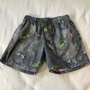 Psycho Tuna Reel Em In Men’s Med Volley Trunks Gray Swim Shorts